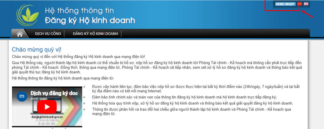 đăng nhập hộ kinh doanh