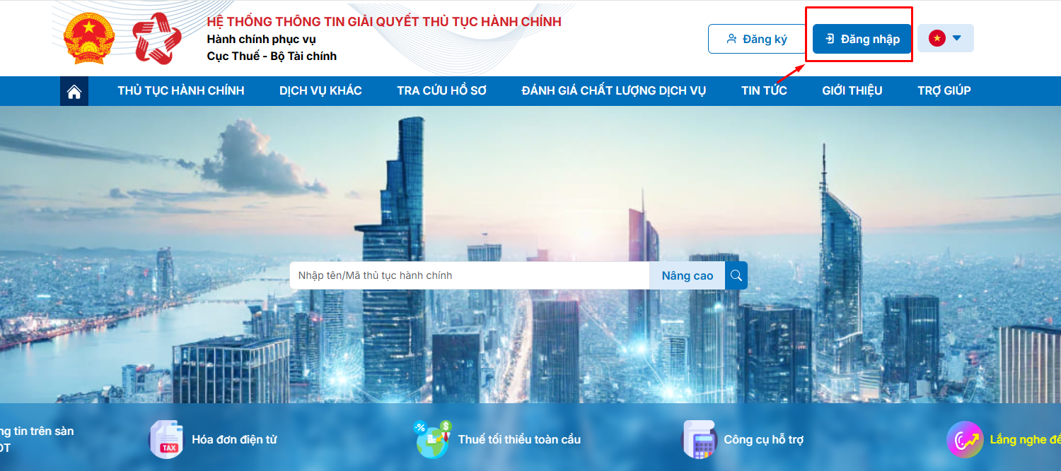 đăng nhập dịch vụ công