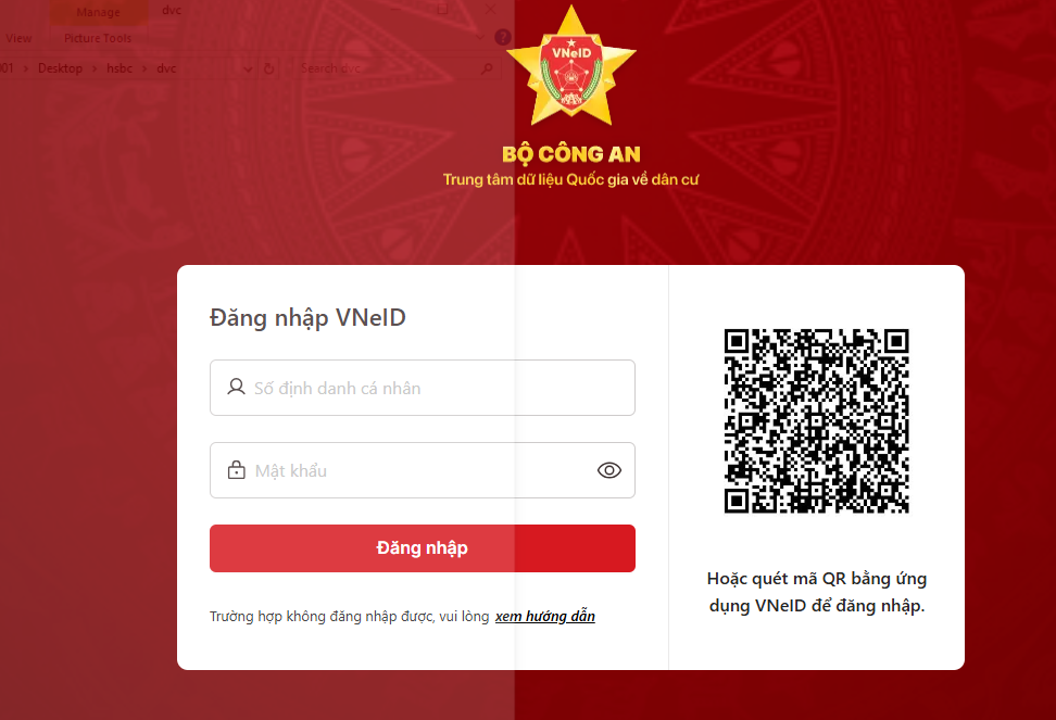 đăng nhập VNeID
