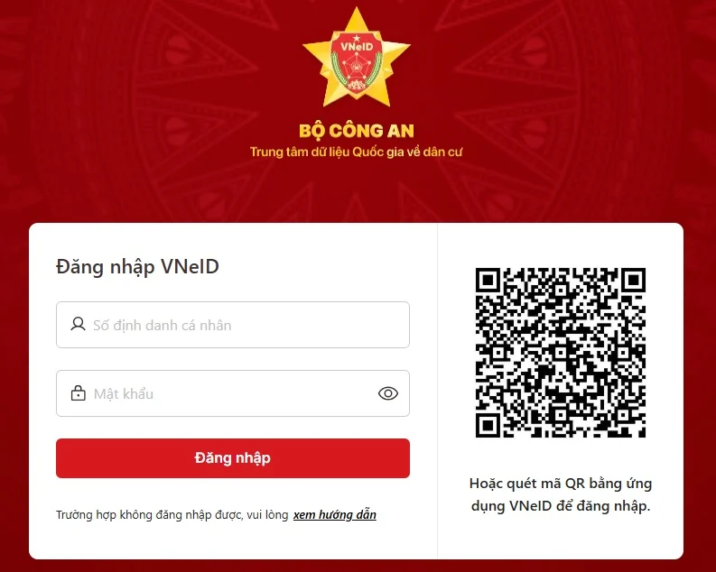 đăng nhập vneid