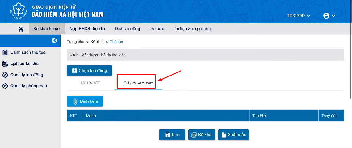 đính kèm hồ sơ