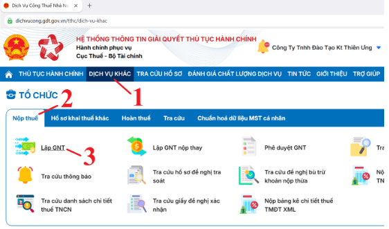 lập giấy nộp tiền