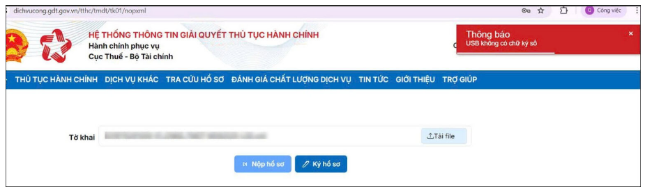 lỗi USB không có chữ ký số