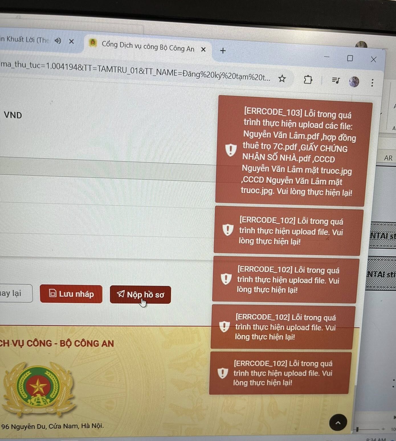lỗi không upload được file