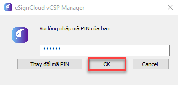 nhập mã pin ký số