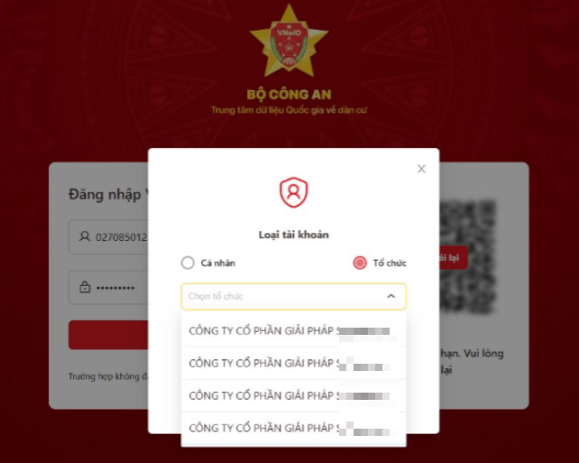 chọn loại tài khoản 