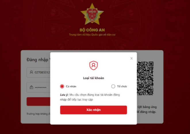 chọn loại tài khoản