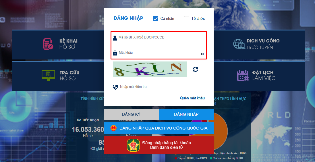 điền thông tin đăng nhập