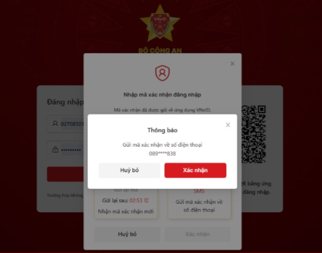 gửi mã xác thực về số điện thoại