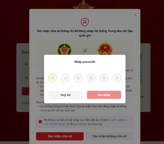nhập passcode