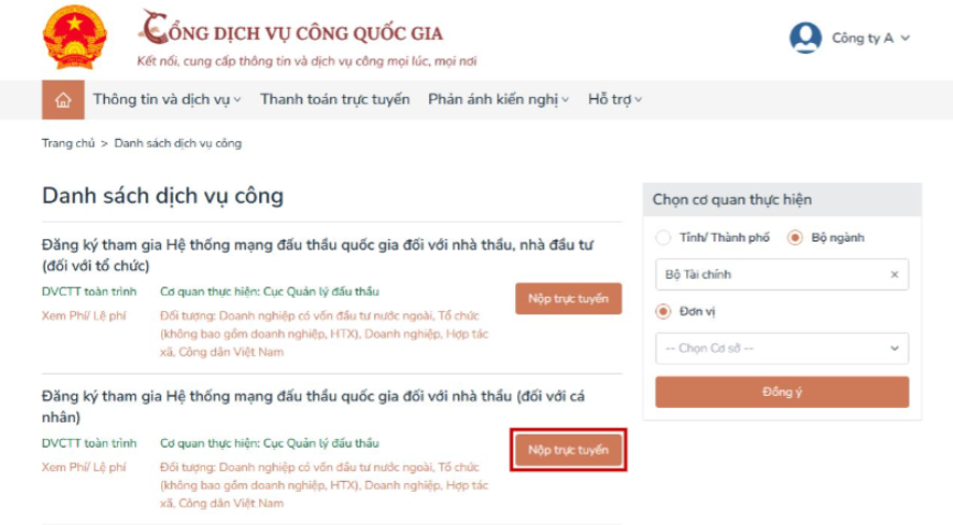 nộp trực tuyến