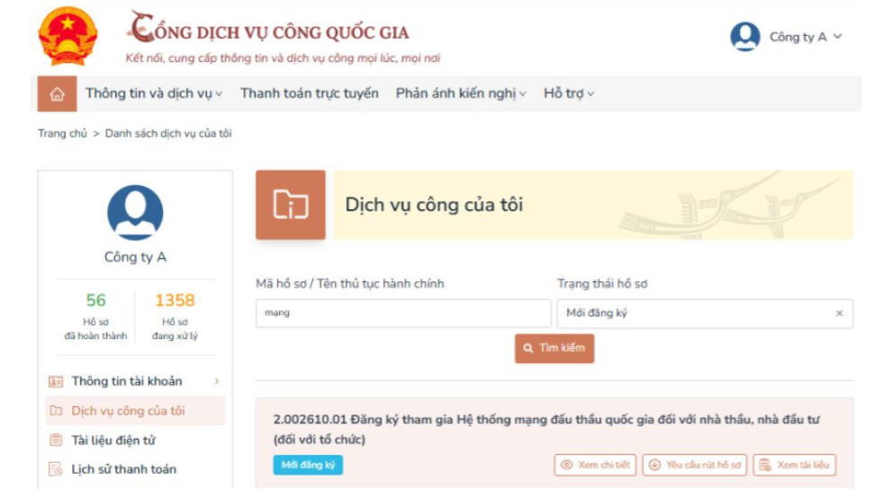 theo dõi trạng thái hồ sơ
