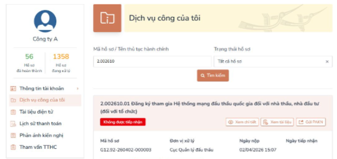 trạng thái hồ sơ