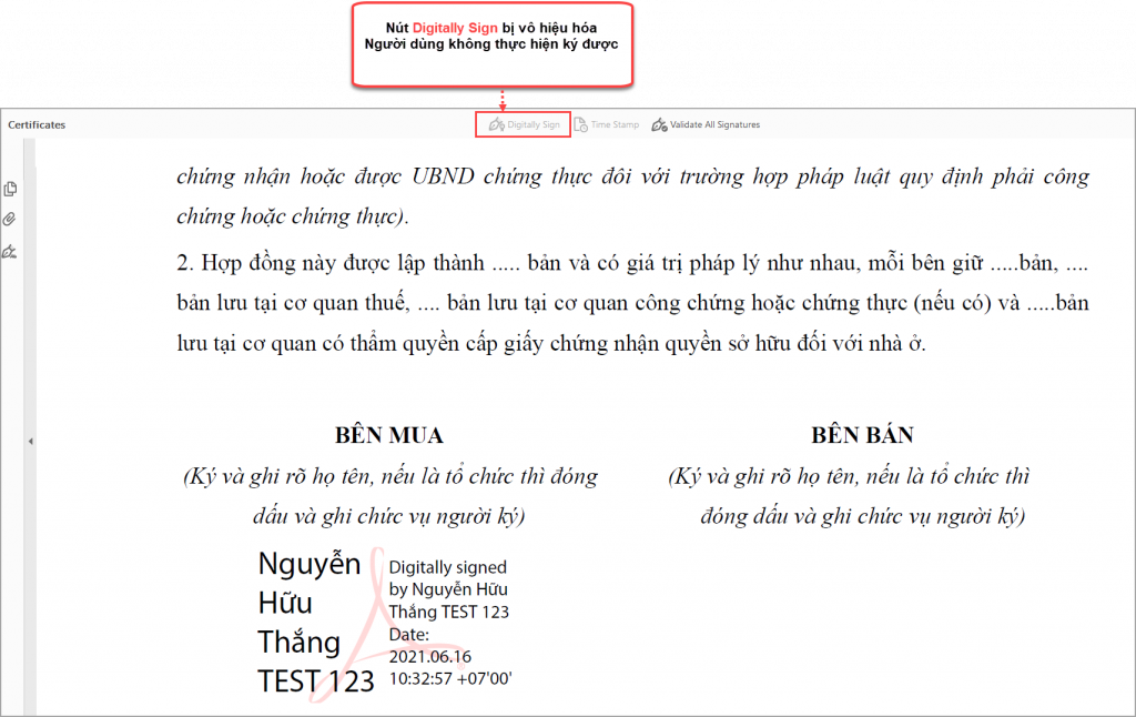 digitally sign bị vô hiệu hóa