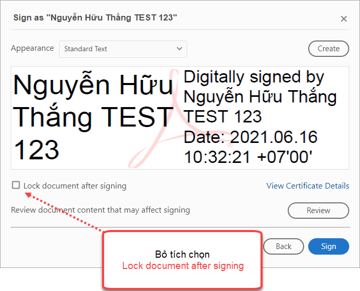 mở khóa ký PDF